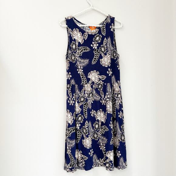 Joe Fresh Floral Dress Size 8 Navy Blue Sleeveless A-Line - Picture 1 of 7